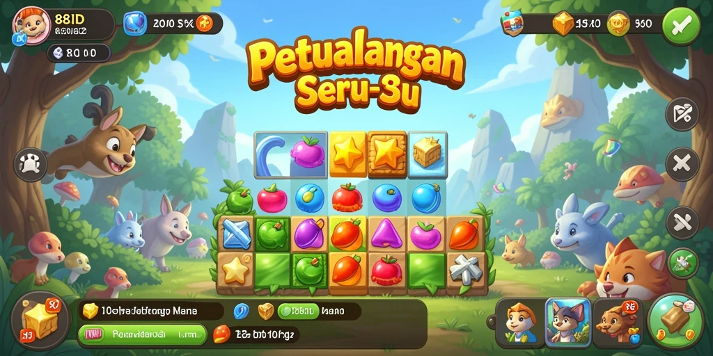 Screenshot gameplay 88ID yang menunjukkan aksi mencocokkan permata.