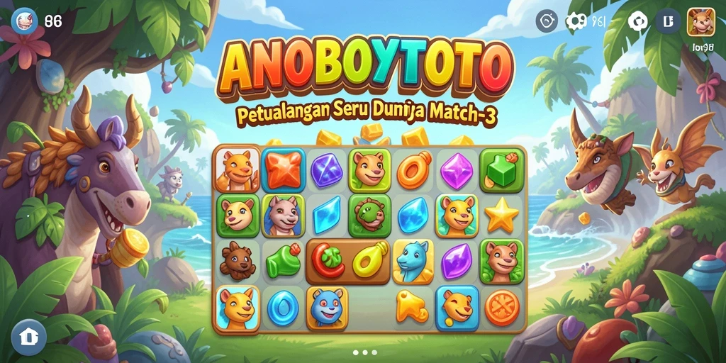 Tampilan menarik dari gameplay Match-3 ANOBOYTOTO.