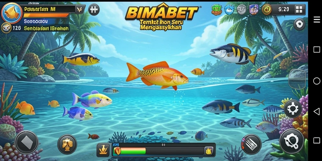 Tampilan gameplay seru dalam BIMABET dengan ikan warna-warni.