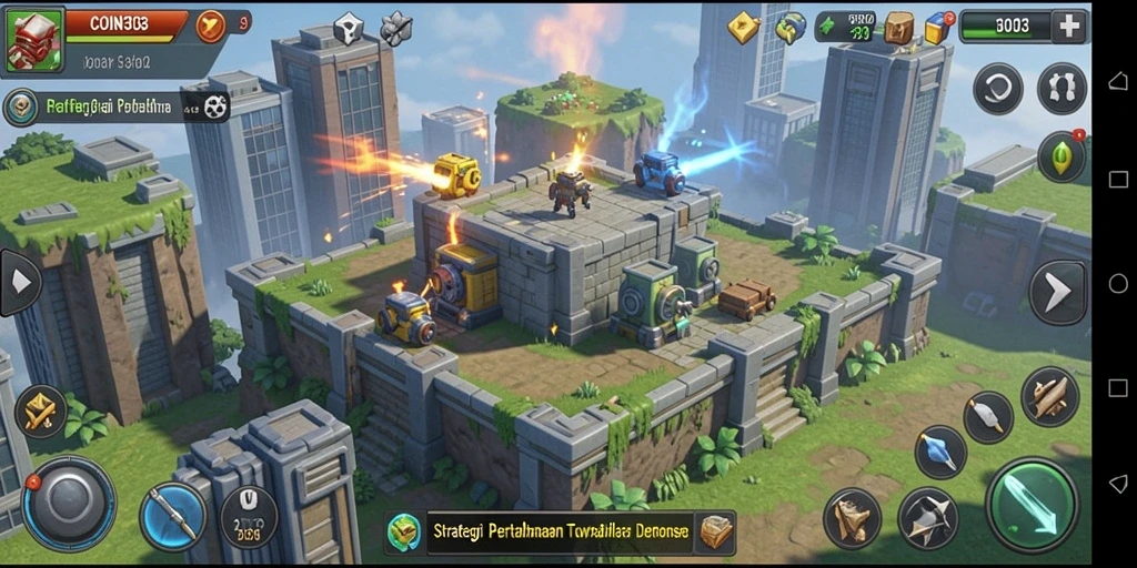 Tampilan gameplay COIN303 yang menegangkan dalam aksi Tower Defense.