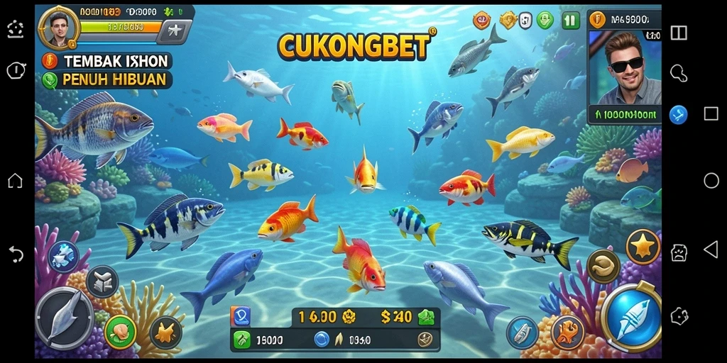 Screenshot gameplay CUKONGBET yang menampilkan aksi menembak ikan.
