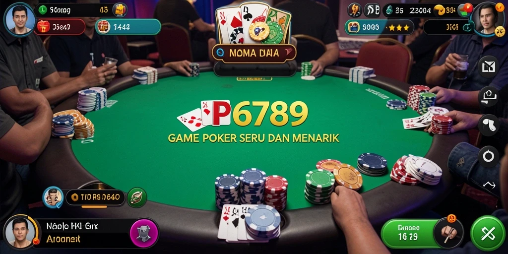 Screenshot gameplay JP6789 menampilkan aksi poker yang mengasyikkan.