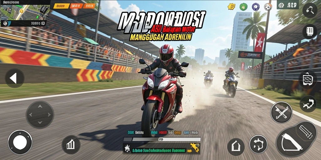 Gameplay seru balapan motor di <strong>MPONUSA</strong> dengan lintasan yang menantang.