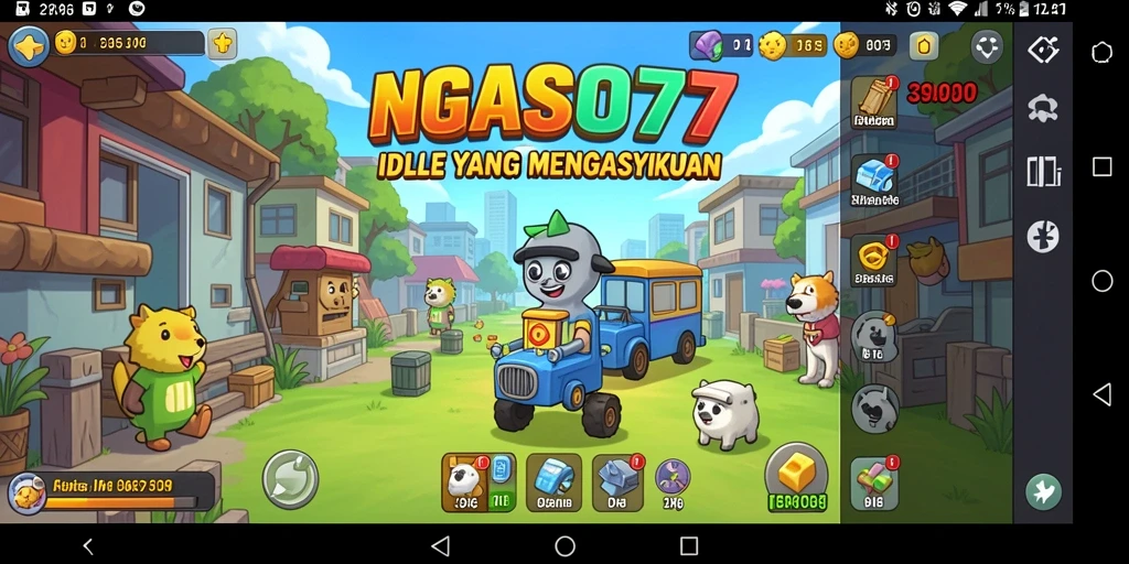 Tampilan gameplay NGASO77 menampilkan interaksi santai dan pengembangan karakter.