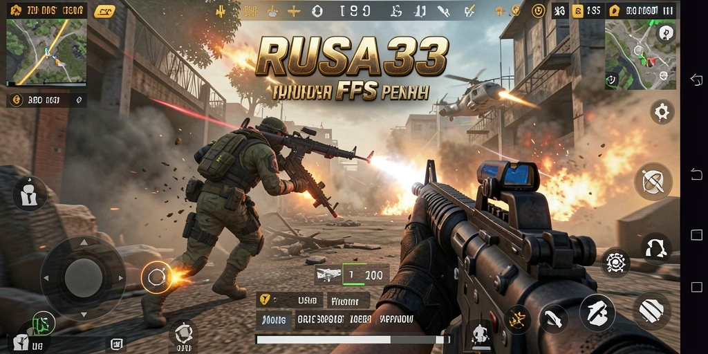 Screenshot gameplay RUSA33 di medan perang seru.