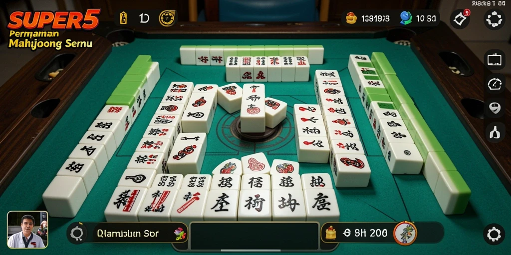 Tampilan menarik dari gameplay Mahjong di SUPER5.