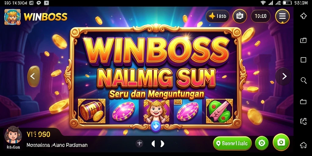 Tangkapan layar gameplay <strong>WINBOSS</strong> menampilkan mesin slot dengan fitur menarik dan grafis yang mengesankan.